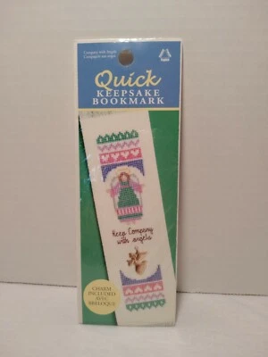 Quick Keepsake Bookmark Keeping Company With Angels Counted Cross stitch New - Image 1 of 4