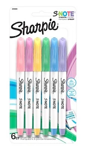 Sharpie S-Note Creative Markers Highlighters Pastel Colors Chisel Tip 6 pc. Set - Picture 1 of 1