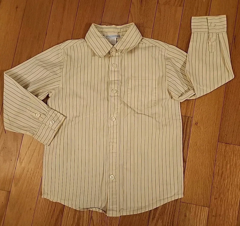 Camisa niño talla 6 Janie And Jack amarilla y azul a rayas manga larga con botones Foto 1 de 1