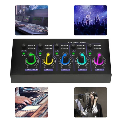 4-Kanal Line Mixer Unterst��tzung Mono Stereo-Audio-Mischpult Mischer Audiomixer - Bild 1 von 4