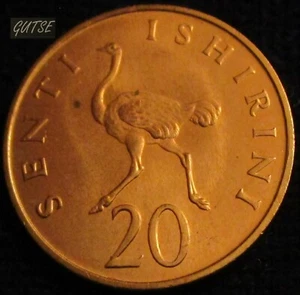 TANZANIA, 20 SENTIDOS 1975, AVESTRUZ CAMINANDO A IZQUIERDA, SIN CIRCULAR. - Imagen 1 de 2