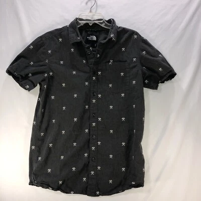Camisa para hombre The North Face talla mediana gris con botones estampado de hachas senderismo camping Foto 1 de 4