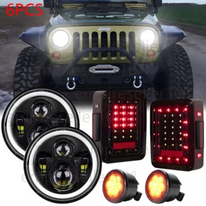 105W Halo 7" Headlights Tail Lights Turn Signals Lamp For Jeep Wrangler JK 07-17 - Picture 1 of 24
