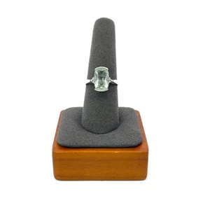 14K White Gold Helzberg Green Amethyst & Diamond Accents Ring Size 7 - Picture 1 of 14