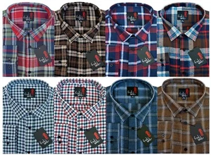 Flannel Shirt Lumberjack Yarn Dyed Check Brushed Long Sleeve Button Up w/ Pocket - Picture 1 of 14
