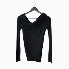 Y2K Donna Karan New York Fall 2010 Draped Jersey Long Sleeve Top Blouse S Black