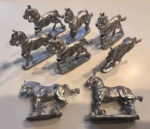 Set Of 8 Vintage Old Glory & Saracen Ghulam Horses, Pewter - Picture 1 of 7