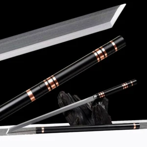 Black Battle Sharp Carbon Steel Chinese Stick Dao Sword Stainless Handle-Saya - Picture 1 of 10
