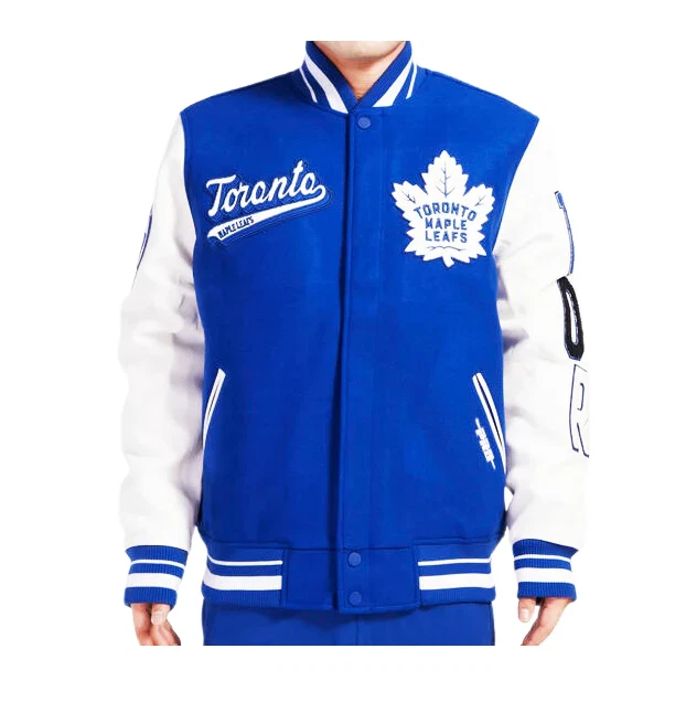 Men's Toronto Maple Leafs Pro Standard NHL Script Tail Wool Royal Variety Jacket - Image 1 of 4