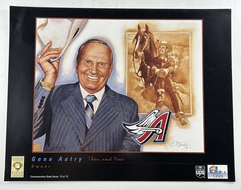 1998 Gene Autry Then and Now Commemorative Sheet 8 1/2" x 11" Anaheim Angels Cover