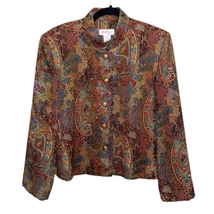 Henry Lee Blazer Jacket Womens Size 12 Vintage Tapestry Brocade USA Paisley - Picture 1 of 14