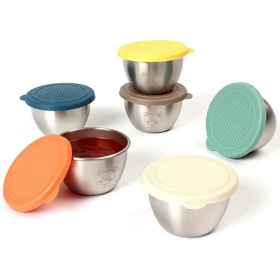 6x2.2oz Salad Dressing Containers With 6-Color Lids, Small Condiment Containe... - Image 1 of 4