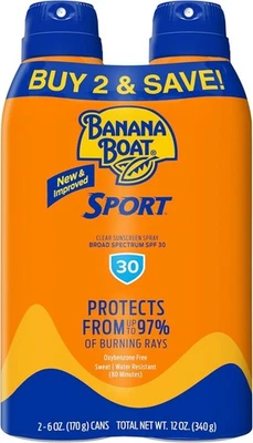 Banana Boat Sport Clear Sonnenschutz Spray LSF 30 - Doppelpack (2 x 170g)