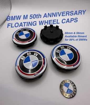 BMW 50th Anniversary Floating Wheel Center Cap Set 68mm & 56mm E/F/G SERIES - Image 1 of 4