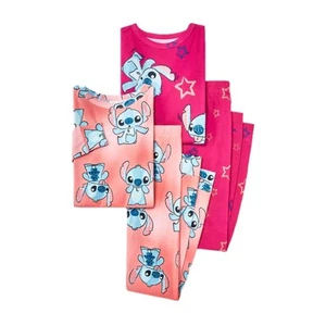 Girls' Lilo & Stitch Snug Fit 4pc Pajama Set - Pink (XS) - Picture 1 of 2