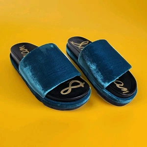 Sandali Sam Edelman Shaye donna 10 M plateau slide velluto verde acqua - Foto 1 di 15