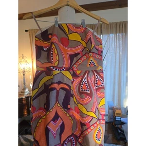 Merona - Damen Kleid Größe 10 Trägerlos Geometrisches Muster Braun Orange Gelb - Bild 1 von 9