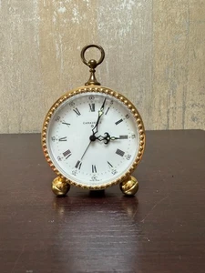 Réveil vintage Caravelle 8 suisse laiton remontage chiffres romains bord perlé - Photo 1/6