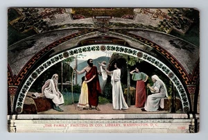 Washington DC-The Family Painting In Library, Antique, Vintage Souvenir Postcard - Picture 1 of 2