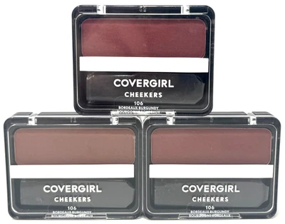 (3) Covergirl Cheekers Blush Sealed 0.12 oz Each 106 - Bordeaux Burgundy - Image 1 of 3