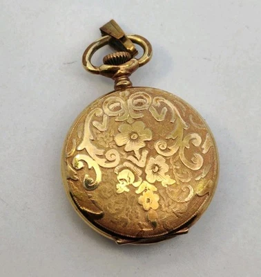 Antiguo Reloj Bolsillo Arnex Incabloc Relleno de Oro Amarillo Hermoso Diseño Floral Foto 1 de 4
