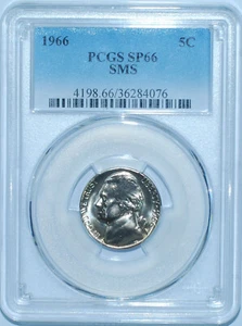 1966 PCGS SMS MS66 SP66 Jefferson Nickel - Picture 1 of 2