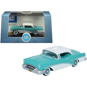 Oxford Diecast 1/87 (HO) Scale Car 1955 Buick Century Turquoise and Polo White