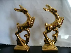 AAA- VINTAGE 1940ER GOLDBEDECKTER HIRSCH (2) STATUEN (KERAMIK ODER PORZELLAN) #144 - Bild 1 von 10