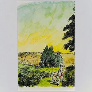 Classic Winnie the Pooh Postcard Christopher Robin 100 Acre Wood AA Milne Disney - Picture 1 of 2