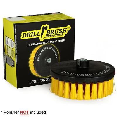 DRILLBRUSH INDUSTRIAL Professional 7-inch diameter Medium Yellow rotary scrub brush, floor scrubber