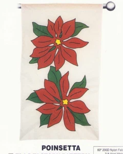 Christmas Red Poinsetta Plant Flowers Holidays RARE Flag Pattern Sealed Vintage - Picture 1 of 3