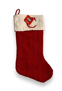 DECEMBER HOME 18 Inch CHRISTMAS STOCKING Red And White Cable knit Letter C NWT - Picture 1 of 2