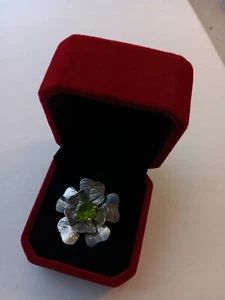 Handcrafted Sterling Silver Ring with genuine Peridot Gem Stone - Picture 1 of 3