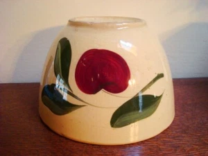 Vtg Watt Pottery SHERBURNE CO. FARM BUREAU Apple Advertising BOWL Wisconsin - Picture 1 of 12