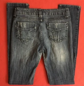 Miley Cyrus Max Azria Distressed Destroyed Skinny Stretch Blue Jeans size 7  - Picture 1 of 10