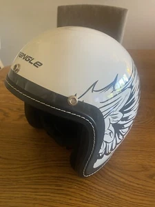 Triangle Motorcycle Helmet XL, Brand New, White W/Silver Wings - Picture 1 of 7