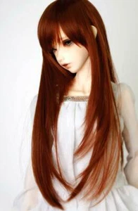 6-7" 1/6 BJD Muñeca Peluca Cabello 15-17 cm Largo Rojo Marrón Castaño Arco Estilo Capa Mux0 - Imagen 1 de 4
