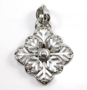 Colgante grande de flor de oro blanco macizo de 14K - Imagen 1 de 4