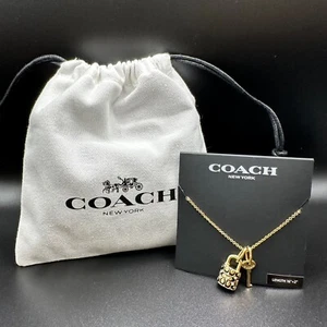 Coach Quilted Padlock and Key Necklace | Giftable, New | Full Packaging - Picture 1 of 3