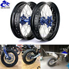 17" Supermoto CNC Wheel Rim Blue Hub FOR Yamaha YZ250F YZ450F YZ 250 450 F 14-24