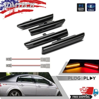 Paquete de 4 luces marcadoras delanteras + traseras ahumadas para 07-08 Acura TL *Solo tipo S* Foto 1 de 4