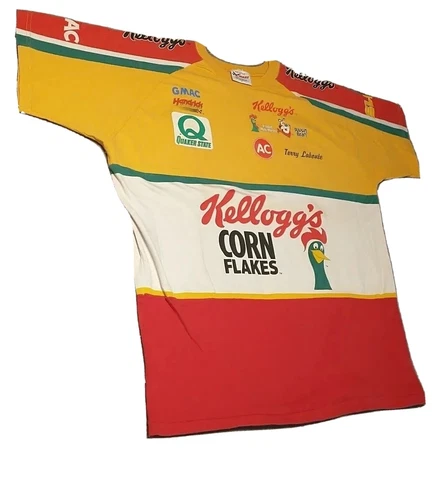 Vtg SIGNED Nascar Kelloggs Terry Labonte T- Shirt LG Double Sided Autographed #5 Cover
