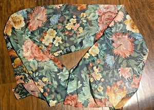 Sciarpa vintage floreale verde, blu rosa 60" x 15" morbida leggera - Foto 1 di 4