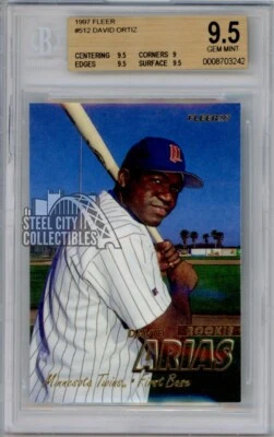Tarjeta de novato de béisbol David Ortiz 1997 Fleer #512 BGS 9,5 gema como nueva Foto 1 de 2