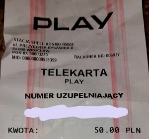 doladowanie PLAY 50 ZŁ NOWE - Zdjęcie 1 z 1