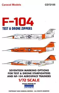 Calcomanías Caracal 1/72 LOCKHEED F-104 STARFIGHTER Cremalleras de Prueba y Drone - Imagen 1 de 8