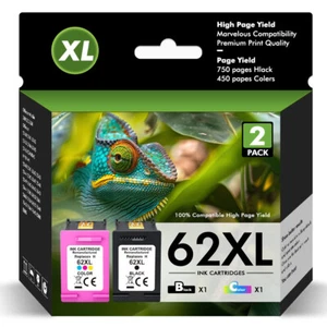 62XL Ink Cartridges For HP 62XL Ink Envy 7645 7640 5540 5640 5660 Officejet 5740 - Picture 1 of 9