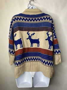 Love Culture Womens Moose Cardigan Sweater One Size Cabin core Cozy Core Fall - Picture 1 of 12