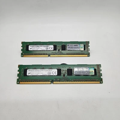 Micron HP 4GB (2x4gb) 2RX8 PC3-10600E-9-10-E0 ECC Memory MT18JSF51272AZ-1G6K1ZE - Image 1 of 3