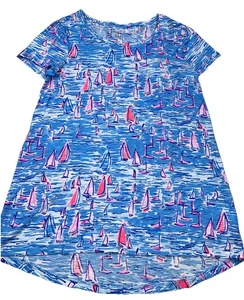 Camiseta de algodón para mujer Lilly Pulitzer XS Ocean veleros náutica azul rosa - Imagen 1 de 6